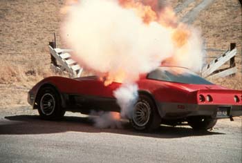 Red Corvette blows up