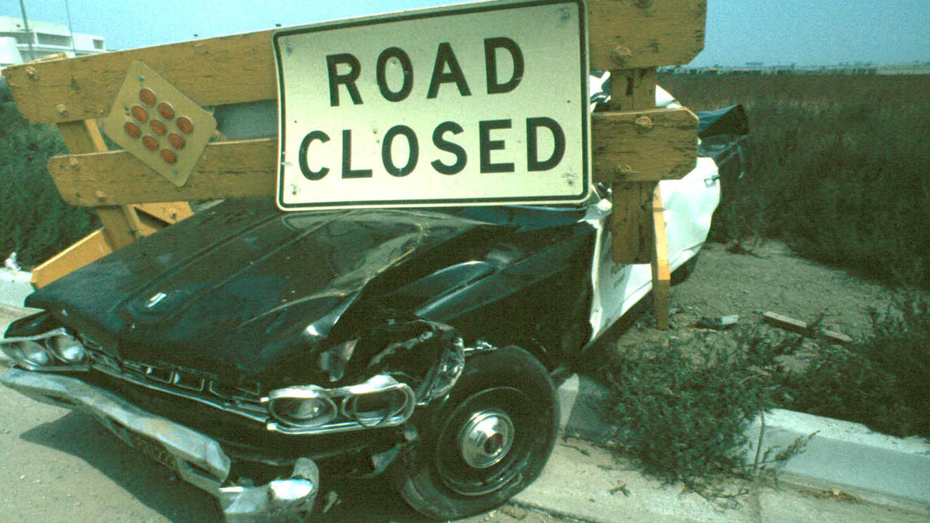 25. Cop car chashed and Road Closed
