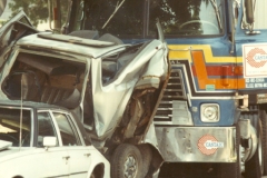 I Close up of Line of cars smashed