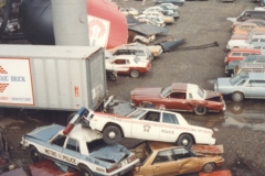 T Water Towers is down and cop cars smashed